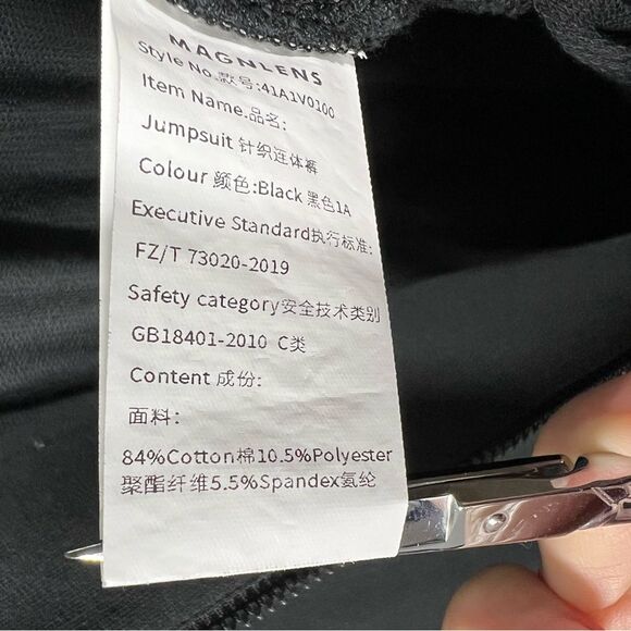 Magnlens Women’s Size Large Black Elastic Waist Pocket Zip Paracord Jumpsuit - Picture 14 of 16